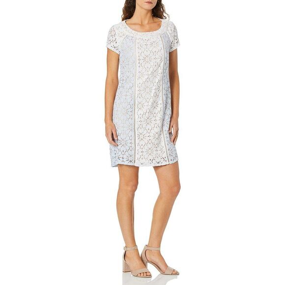 Nanette Nanette Lepore Women's S/S Shift Dress W/Combo Panels 4 Whirlpool/Brill - Picture 1 of 6